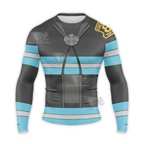 Akitaru Fire Force Blue Long Sleeve Compression Shirt