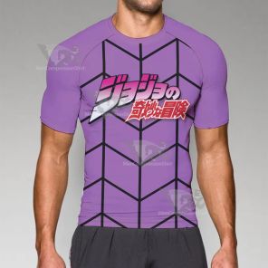 Anime Bizarre Prosciutto Purple Short Sleeve Compression Shirt