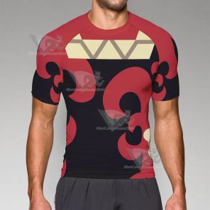 Anime Demon Slayer Tanjiro Black Short Sleeve Compression Shirt