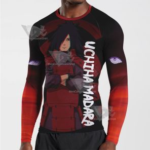 Anime Uchiha Madara Classic Red Long Sleeve Compression Shirt