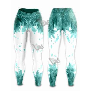 Aoba Johsai Green Leaf Women Compression Leggings