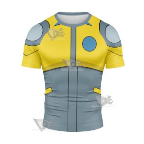 Atom Shark Yellow Cosplay Short Sleeve Compression Shirt