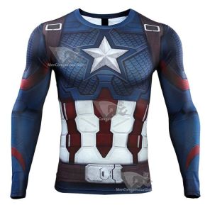 Avengers 4 Endgame Rogers Long Sleeve Compression Shirt For Men