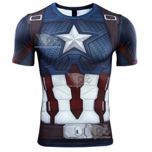 Avengers 4 Endgame Rogers Short Sleeve Compression Shirt For Men