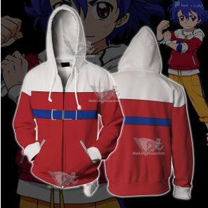 B Daman Riki Ryugasaki Red Cosplay Zip Up Hoodie