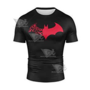 Batman Bat Badge Black Short Sleeve Compression Shirt