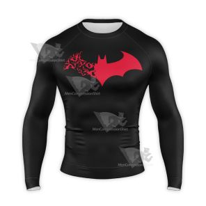 Batman Bat Badge Hero Shadow Black Long Sleeve Compression Shirt