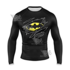 Batman Black Torn Clothing Badge Long Sleeve Compression Shirt