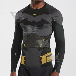 Batman Grey Yellow Uniform Long Sleeve Compression Shirt