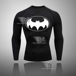 Batman Hero Mens Long Sleeve Compression Shirt Black