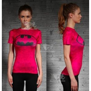 Batman Pink Classic Womens Short Sleeve Rash Guard