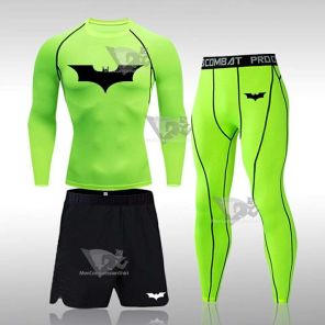 Batman Three-Piece Gym Tights Light Green Compression Sets