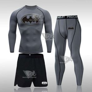 Batman Three-Piece Men Gym Tights Compression Set