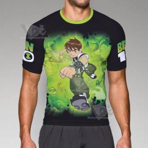 Ben 10 Logo Green Short Sleeve Compression Shirt