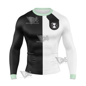 Ben10 Diamondhead Black And White Long Sleeve Compression Shirt