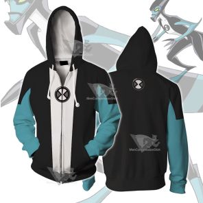 Ben10 Xlr8 White Cosplay Zip Up Hoodie