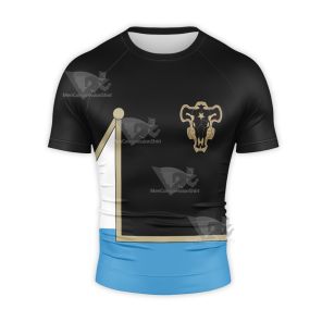 Black Clover Grey Black Short Sleeve Compression Shirt