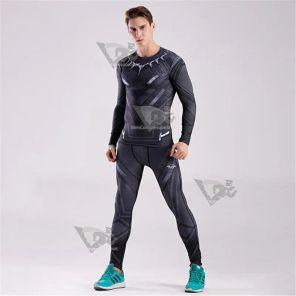 Black Panther men Compression Shirt Set