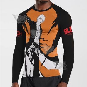 Bleach Arc Ichigo Kurosaki Orange Long Sleeve Compression Shirt