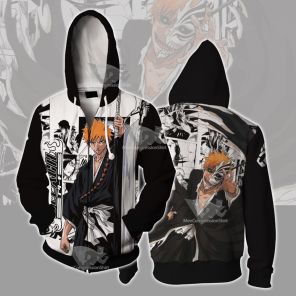 Bleach Ichigo Bleach Splash Ink Cosplay Zip Up Hoodie