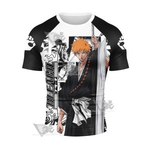 Bleach Ichigo Bleach Splash Ink Short Sleeve Compression Shirt