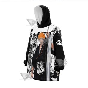 Bleach Ichigo Bleach Splash Ink Snug Oversized Blanket Hoodie