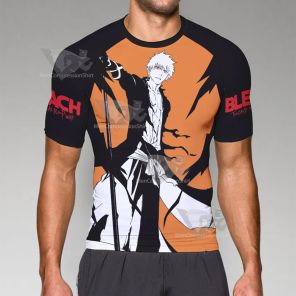 Bleach Thousand Year Kurosaki Orange Short Sleeve Compression Shirt