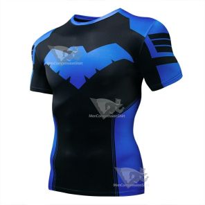 Blue Grayson Man Short Sleeve Compression Shirt