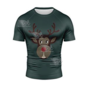 Bridget Joness Diary Mark Deer Head Short Sleeve Compression Shirt