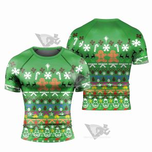 Christmas Gingerbread Short Sleeve Rash Guard