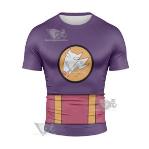 Code Lyoko Odd Purple Cosplay Short Sleeve Compression Shirt