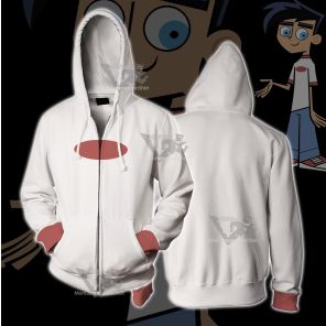 Danny Phantom White Cosplay Zip Up Hoodie