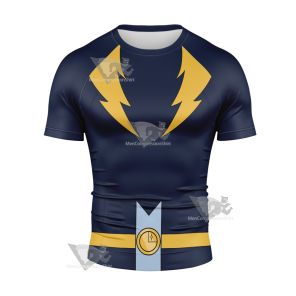 Dc Lightning Lad Yellow Cosplay Short Sleeve Compression Shirt