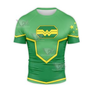 Dc New 52 Super Man Of China Wonder Woman Short Sleeve Compression Shirt