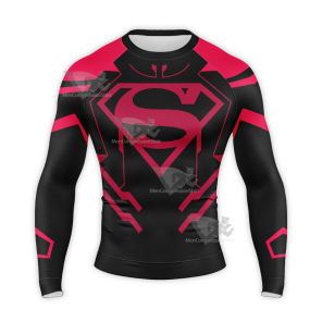 Dc Superboy Black Long Sleeve Compression Shirt