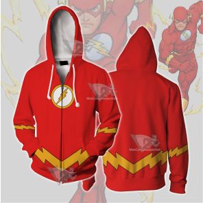 Dc The Flash Lightning Belt Cosplay Zip Up Hoodie