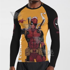 Deadpool Classic Yellow Long Sleeve Compression Shirt