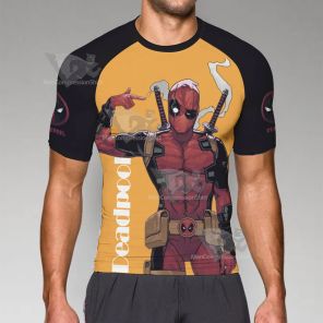 Deadpool Classic Yellow Short Sleeve Compression Shirt