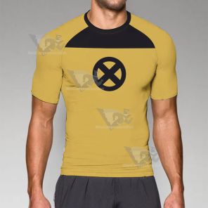 Deadpool Trainee Yellow Short Sleeve Compression Shirt