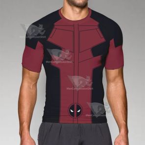 Deadpools Logo Red Short Sleeve Compression Shirt