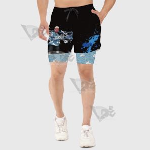 Demon Slayer Japanese Ukiyoe Nanami Men Compression Gym Short