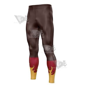 Demon Slayer Kyojuro Rengoku Brwn And Red Mens Compression Legging