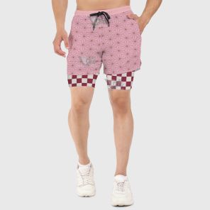 Demon Slayer Nezuko Kamado Pink Men Compression Gym Short