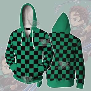 Demon Slayer Tanjiro Kamado Cosplay Zip Up Hoodie