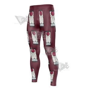 Demon Slayer Tanjirou Hanafuda Earrings Red Mens Compression Legging