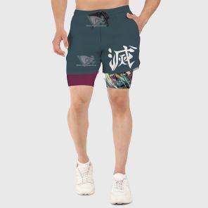 Demon Slayer Tengen Uzui Blue Men Compression Gym Short