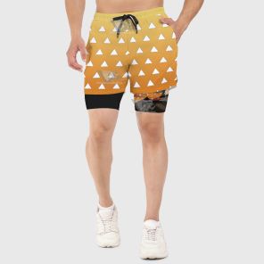 Demon Slayer Zenitsu Agatsuma Yellow Men Compression Gym Short