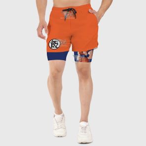 Dragon Ball Gohan Symbol Orange Men Compression Gym Short