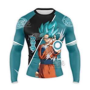 Dragon Ball Goku Kamehameha Green Long Sleeve Compression Shirt