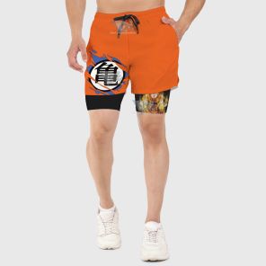 Dragon Ball Son Goku Battle Damage Orange Men Compression Gym Short